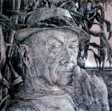 Don Gentle, Bruce Wiseman, portrait, drawing,charcoal