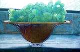 Don Gentle, Grapes, Red Bowl, Glassware, Still life